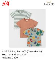 h m t shirts green fruits pack of