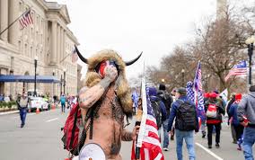 Capitol police said a total of 164 people were arrested during the protests for crowding. Face Painted Man In Horned Fur Cap At Capitol Riot Supports Trump And Qanon Not Antifa
