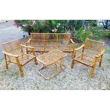 Set Of Vintage Bamboo Chairs And Table