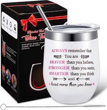We want to ease that hardship and make them feel better. Amazon Com Always Remember You Are Braver Breast Cancer Awareness Tumbler Cup Inspirational Gifts Party Favors For Cancer Survivors Nurses Family Members 12 Oz Wine Tumbler With Straw Brush Lid And Gift