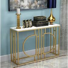 gold with round mirror console table