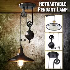 Industrial Vintage Chandeliers Pulley Light Pendant Lighting Fixture Adjustable Wire Retractable Ac110 240v E27 Hanging Lamp Retro Iron Ceiling Light For Pool Table Farmhouse Kitchen Island Bar Bulb Not Included Cute