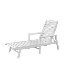 Outdoor White Plastic Chaise Lounge