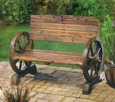 Garden Wagon Wheel Bench Decor