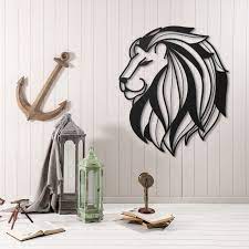 Metal Wall Art Lion Head 4 Couleur Gris