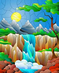 Stained Glass Waterfall Paint By