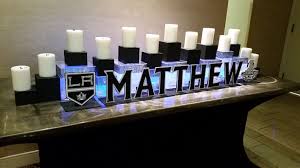 Hockey Themed Candle Lighting Display For A Bar Mitzvah