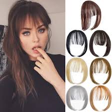 This style allows your forehead to be seen, unlike regular bangs. Amazon Com Hebelin Clip In Bangs Hair Pieces Natural Hair Clip In Fringe Straight Thin Bangs With Temples For Women Medium Brown Beauty