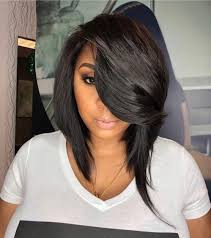 Some hairstyle for black women with medium length hair side parted golden hair the hairstyle is simple, flirty and creative, the center of attraction is the golden highlights which make the hair look more beautiful and fashionable. 60 Showiest Bob Haircuts For Black Women
