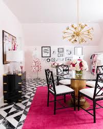 pink and black office with hot pink rug
