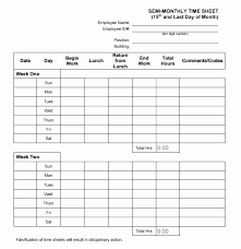 Basic Monthly Timesheet Template New Work Timesheet Template Time