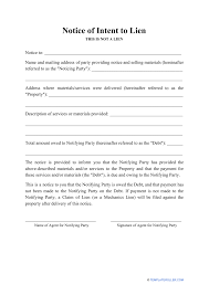 notice of intent to lien fill out