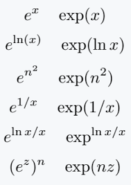 exponential functions in latex