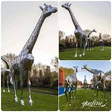 Modern Large Metal Giraffe Sculptures