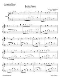 Piano sheet music with letters added, for easier reading. Letter Song Free Piano Sheet Music Piano Chords