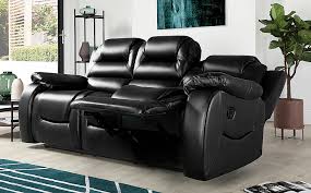 vancouver black leather 3 seater