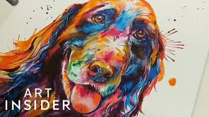 artist paints pet portraits with