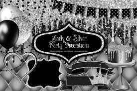 black and silver party decorations