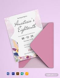 Free Pastel Debut Invitation Card Template Word Psd