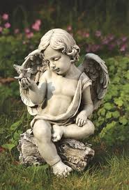 Angel Cherub With Dove Garden Statue