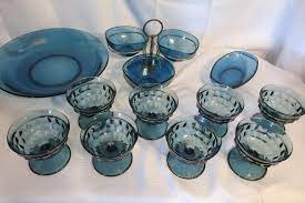 Auction Vintage Blue Glassware Serving