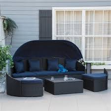 Outsunny Rattan Outdoor Sofa With Dark