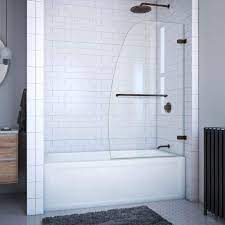 58 Inch H Frameless Hinged Tub Door