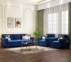 aldean fabric sofa set indigo blue