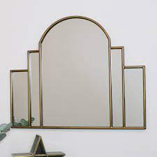 Gold Art Deco Arch Fan Mirror 80cm