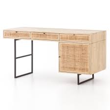 • 70w x 30d x 31h. 60 Carmel Natural Mango Wood Cane Desk