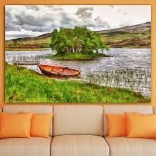 Boats By The River Scenery Canvas