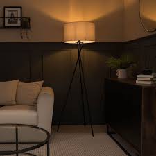 Camden Black Floor Lamp Large Grey Reni