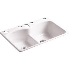 The broad collection of home depot kitchen sink at alibaba.com is available in distinct shapes, sizes, designs and material quality for you to choose from. Kohler Part K 6626 6u 0 Kohler Langlade Smart Divide Undermount Cast Iron 33 In 6 Hole Double Bowl Kitchen Sink In White Kitchen Sinks Home Depot Pro