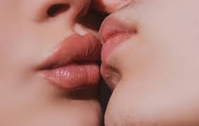 sensual kiss close up closeup two lips