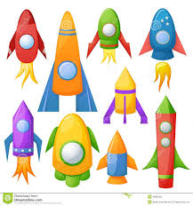 Cartoon Rocket 3d Vector Illustration Set Stock Vector