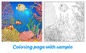 Online printable coloring sheets even if can be speedily delivered at the reception desk. Adult Coloring Book Coloring Page With Underwater World Coral Stock Photo Picture And Royalty Free Image Image 61440261