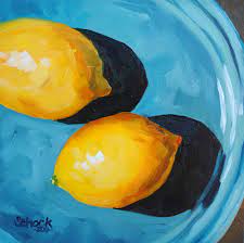 Lemon Blue I Still Life Oil Painting