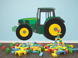 Green Tractor Wall Sticker Nursery Kids
