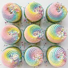 Beautiful Pastel Rainbow Cupcakes gambar png
