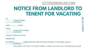 notice to vacate letter from landlord