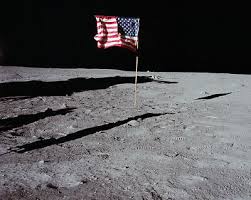 apollo 11 american flag on moon surface