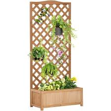 Outsunny Garden Wooden Planter Box With