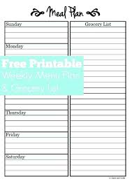7 Day Menu Planner Template Free Diet Plan At Calories A Plans