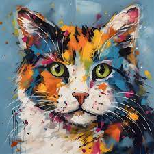 A Playful And Colorful Cat Painting