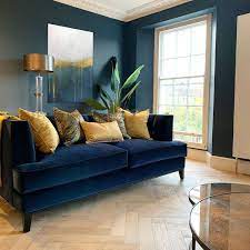 blue sofas living room