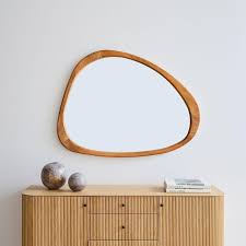Asymmetrical Acorn Wood Wall Mirror
