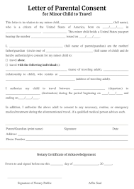 child travel consent forms free template
