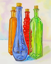 Colorful Vintage Glass Bottles Paint By