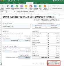 profit and loss statement in excel