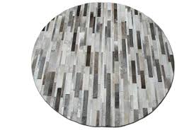 round gray cowhide patchwork rug